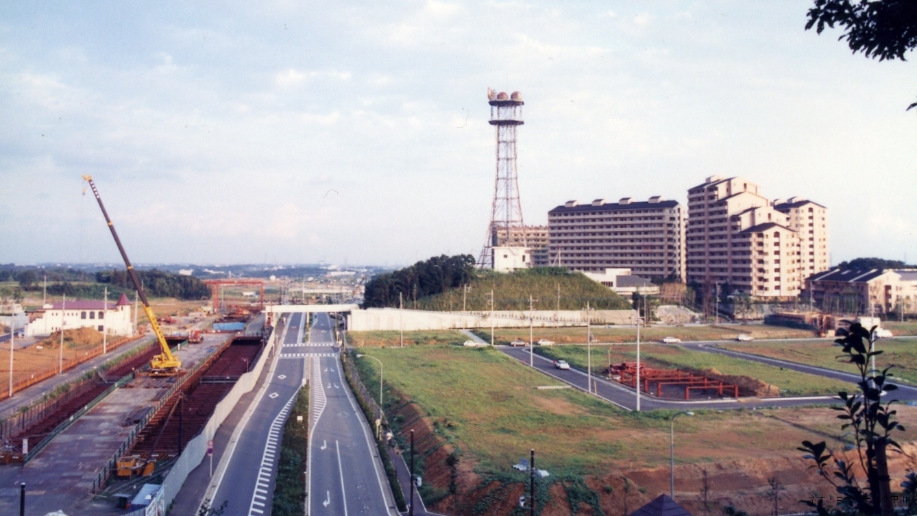 港北ニュータウン造成期の中川駅周辺【1990年】烏山公園から中川駅方面